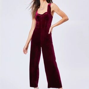 Elegant Burgundy Velvet Jumpsuit